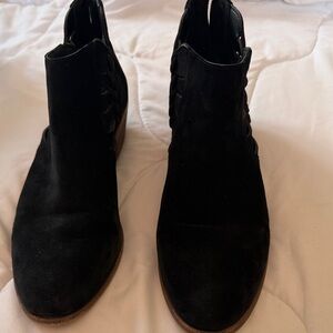 Vince Camuto Black Suede Ankle Booties with Braided Side Detail